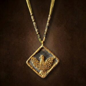 Terracotta & Brass Pendant - Bird