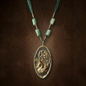 Terracotta & Brass Pendant - Peacock