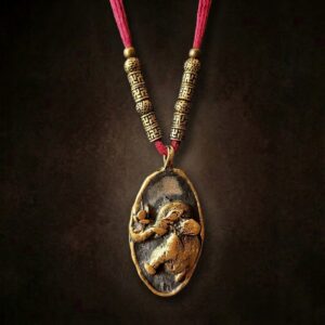Terracotta & Brass Pendant - Elephant